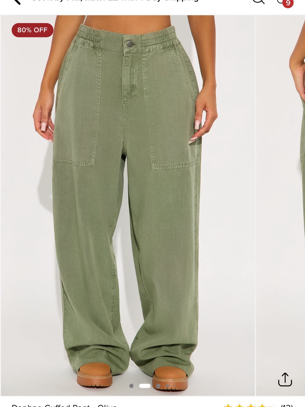 Fashion Nova Olive Wide-Leg Utility Pants